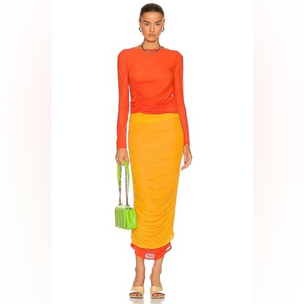 Simon Miller MESH Stretch Maxi Pluto Skirt Sunset Orange XS